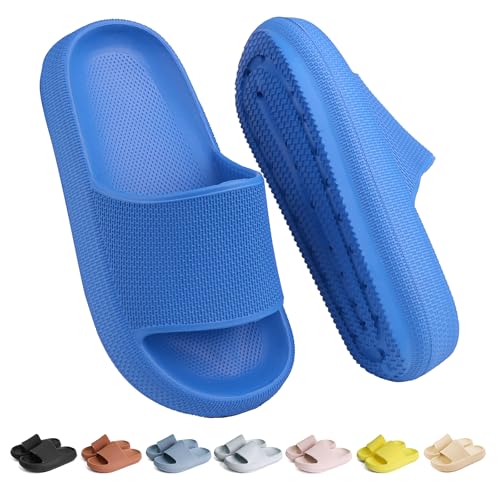 Buwege Chanclas de Piscina para Niña Niño Zapatillas de Baño Playa, Antideslizante Ligero, Interior y Exterior, Todo el Año Usables, EVA Sliders Azul Oscuro 37 EU