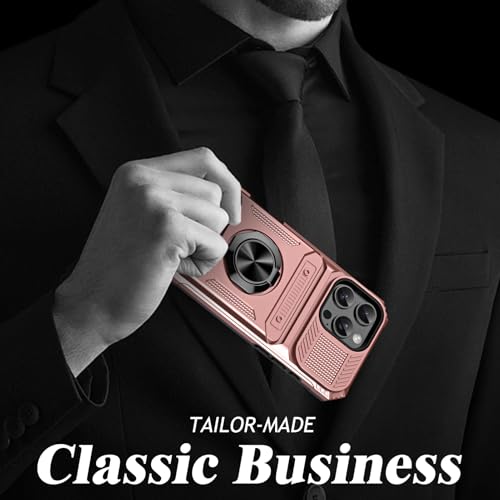 Coque iPhone 15 Pro robuste or rose avec béquille intégrée - 5