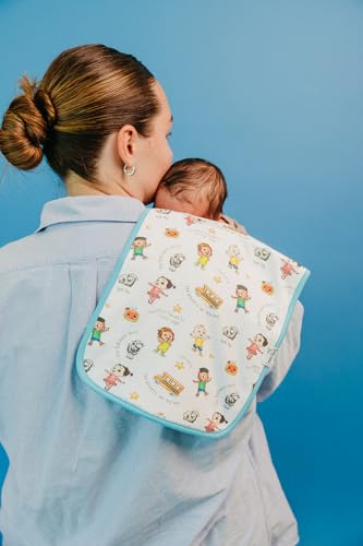 Image of Copper Pearl Baby Burp Cloth Large 21''x10'' Size Premium Absorbent Triple Layer 3-Pack Gift Set CoComelon Friends