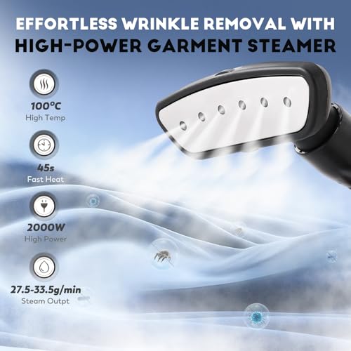 CGOLDENWALL 2000W Plancha de Vapor Vertical, Depósito de Agua Desmontable de 3.2L, Calentamiento Rápido en 45s, 2 Ajustes de Vapor para Todos los Tejidos con Accesorios - imagen 2