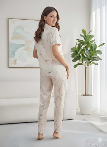 Image of Women Lycra Night Suit Set | Premium Soft Nightwear Pajama Set | Stylish Comfortable Sleepwear for Ladies | Elegant Lounge Wear Night Dress
