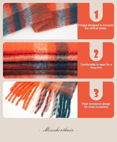 MissShorthair Oversized Chunky Blanket Scarf for Women Winter Warm Colorful Big Scarfs Plaid Thick Scarves Soft Fluffy Shawl2