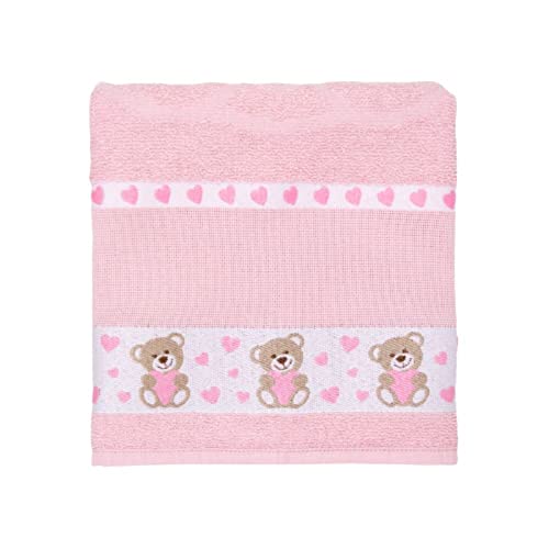 Kit 4 Toalhas De Banho Infantil Ponto Cruz Barras Com Desenhos Bordados 75x1.10m