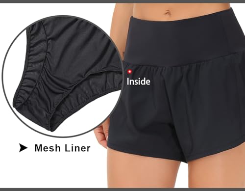 The Gym People Womens High Waisted Running Shorts Quick Dry Athletic Workout Shorts With Mesh Liner Zipper Pockets thumb #4