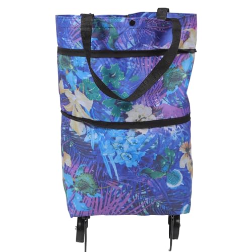 Beavorty Bolsa de Supermercado Reutilizable Plegable Ruedas, Gran Capacidad, Material Ligero y Asas Resistentes, Carrito de Compras Ecológico para Uso en Supermercados y Exteriores