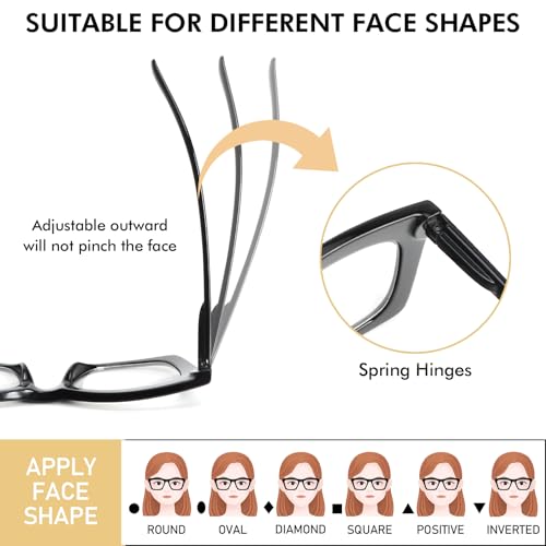 REAVEE Oprah Style Reading Glasses for Women, Blue Light Blocking Stylish Oversized Computer Readers Spring Hinge