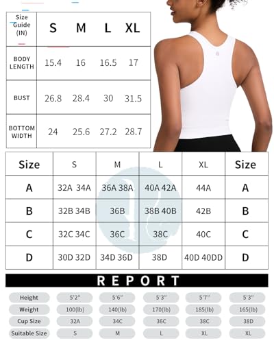 Image of RUNNING GIRL Sports Bras for Women High Impact Seamless Ribbed Longline High Neck Workout Crop Tank Tops(BX3067White,S)