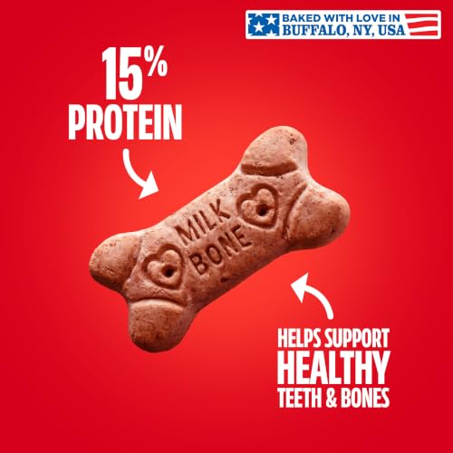 Image of Milk-Bone Flavor Snacks Small Dog Biscuits, 60 oz Boxes | 3-pack bulk case, 5 meaty flavors with other natural flavors, crunchy dog treats, 15% protein, 12 vitamins, made in the USA