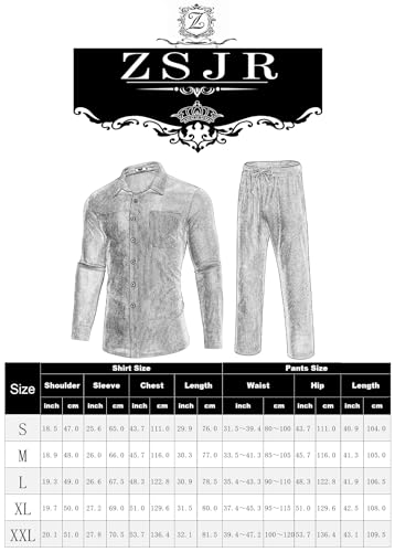 Men's 2 Piece Outfits Corduroy Casual Long Sleeve Shirt Pant Sets Fall Fashion Tracksuits 6