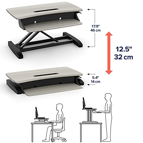 Image of Ergotron - WorkFit-Z Mini Small Standing Desk Converter, Laptop Sit Stand Desk Riser for Tabletops and Home Office - 31 Inch Width, Grey Woodgrain