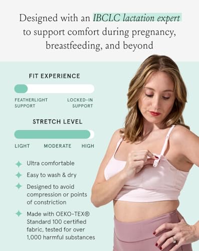 Image of Bodily Everything Bra - Wireless Nursing Bras for Breastfeeding, Soft Stretchy Maternity Sleep Bra with Clip Down Access
