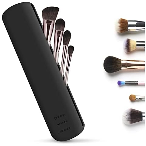 DirkFigge Silicone Makeup Brush Holder, Trendy Silicon Makeup Brush Travel Case Waterproof Wash Bag Portable Toiletry Bag Girl's Gift Sleek Cosmetic Organizer for Foundation, Contour Brush Cover