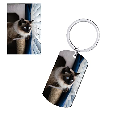 Funnylife Custom Keychain With Cat Photo Pet Picture Keychain Personalized Cat Memorial Gifts - Sympathy For Loss Of Cat #TOP1