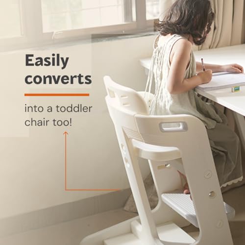 Image of Miniture NUBO Premium High Chair for Baby, Modern Height Adjustable Seat and Footrest, Smart & Sleek Triangular Design, Easy to Clean Detachable Meal Tray for 6 Months to 8 Years Kids |(White & Gray)