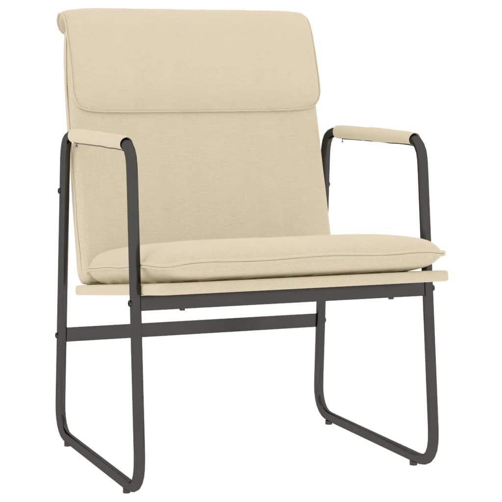 Sillón de salón, color crema, 55 x 64 x 80 cm, funda de tela, estructura de metal, silla tapizada con reposabrazos, sillón orejero para dormitorio y salón, máx. 110 kg