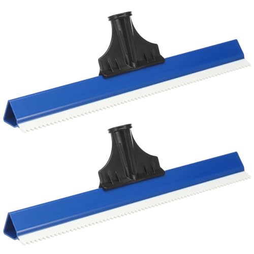2 Pack 16 Inch Epoxy Floor Squeegee Notched Squeegee for Self Leveling Cement Urethane Epoxy Floor Tool for Professional Project Home Work (Blue 2)