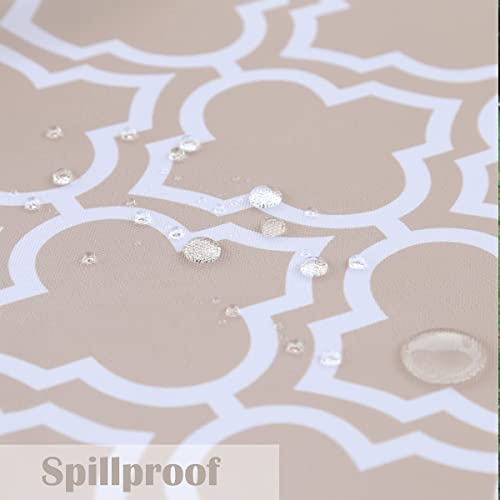 Eternal Beauty 152cm Round Khaki Plaid Indoor Outdoor Splashproof Tablecloth with Umbrella Hole and Zipper for Patio Garden Party and BBQ (60") - Image 2