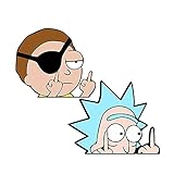 2 Pack RIC-K Mort-Y Middle Finger Peeking Funny Car Decals Stickers for Women Men Van Trucks Motorcycle Laptop Decals Vinyl Waterproof Sticker Anime Window Truck Bumper Decal DIY