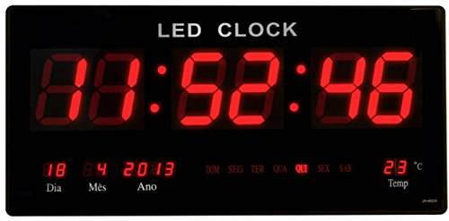 Relógio de Parede Led Digital Termômetro Alarme e Calendário - 3615