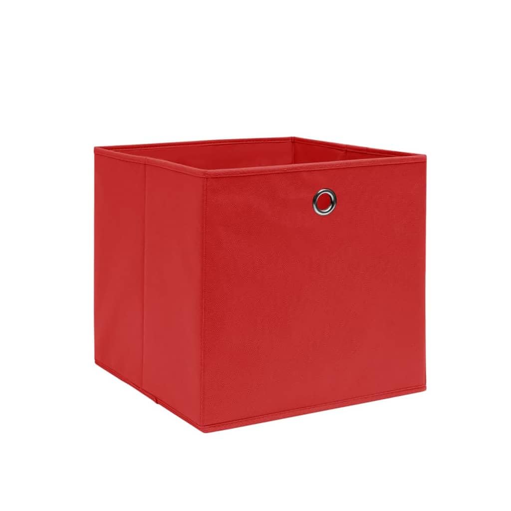 QZZCED Non-Woven Fabric Folding Storage Boxes 4 Pcs, Red Closet Organizers with Metal Eyelets for Easy Pull Out, Durable Collapsible Containers for Scarves Socks Underwear