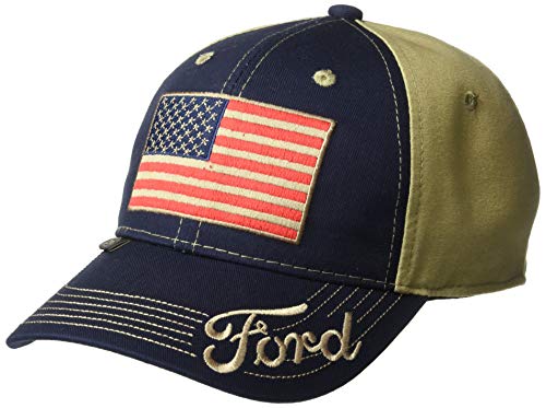 Outdoor Cap Unisex-Adult American Flag Truck Cap, Navy/Khaki, Adult