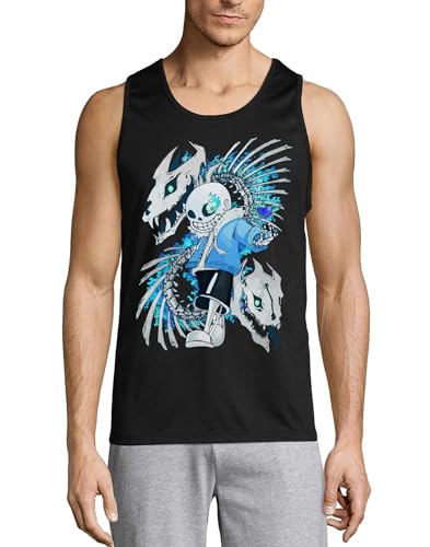Camiseta sin mangas Anime 198 negra para hombre confeccionada en algodón selecto