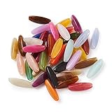 FASHEWELRY 50Pcs Colorful Acrylic Oval Beads Gem Color Loose Beads Imitation Gemstone Beads Plastic Rice Shape Pony Beads for DIY Bracelet Necklace Jewelry Making