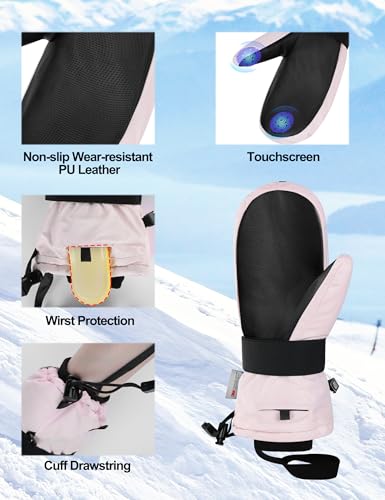 KUTOOK Ski Mittens Snowboard Wrist Guard Gloves