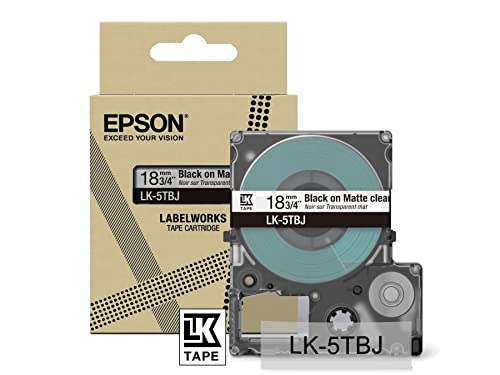 Epson Labelworks Lk-5Tbj Cartuccia A Nastro Per Etichettatura Compatibile Con Epson Labelworks Lw-C610 E Lw-C410 Trasparente Opaco/Nero 18Mm