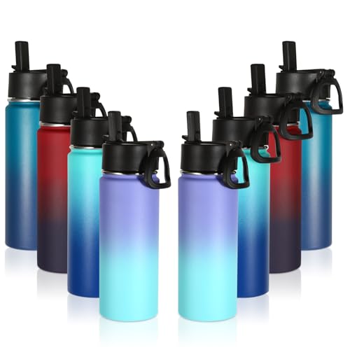 Volhoply 18oz Insulated Water Bottle for Kids with Straw, Assorted, 8-Pack