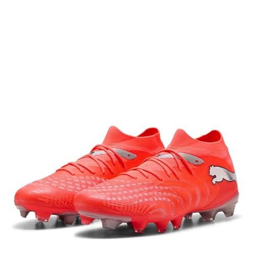 PUMA Future 9 Match FG/AG WN Chaussures de Football pour Femme, Rouge éclatant, Blanc, Noir, Argent, 41 EU, Glowing Red PUMA White PUMA Black PUMA Silver, 42 EU
