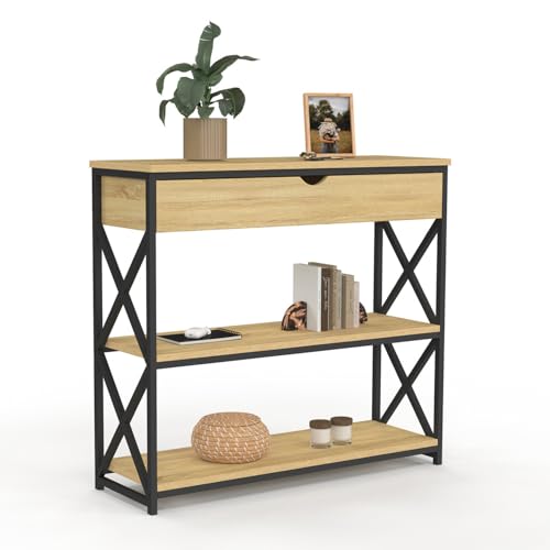 IDMarket - Console 1 tiroir Wayne 2 étagères Design Industriel