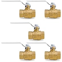 Midline Valve 832T223-NL-5 Premium Full Port Ball Valve, Brass, 1 in. FIP x 1 in. FIP 5 Pack
