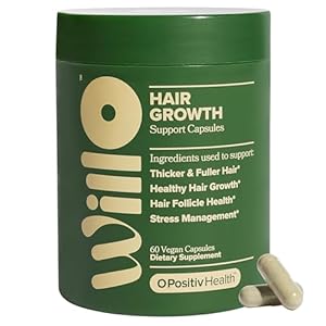 O Positiv Willo Hair Growth Support for Women – Supports Thicker Fuller Hair – Hair Vitamins for Hair Loss & Thinning Hair – Clinically-Studied Lustriva®, Saw Palmetto, Holy Basil – 30 Servings