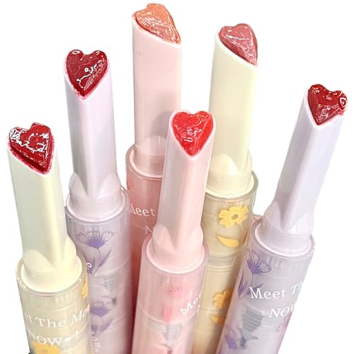 Lip Gloss 6pcs/Set Jelly en forma de corazón Lipstick hidratante nutritivo liploso 6 color Color largo y duradero Cabinilla de bálsamo labial brillante para mujeres.