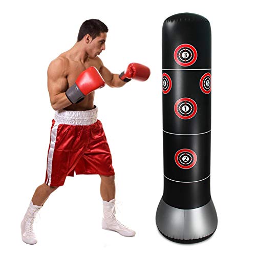 Saco de pancadas inflável MENGXI com alvo de atividades físicas, saco de boxe de altura 155 cm, saco