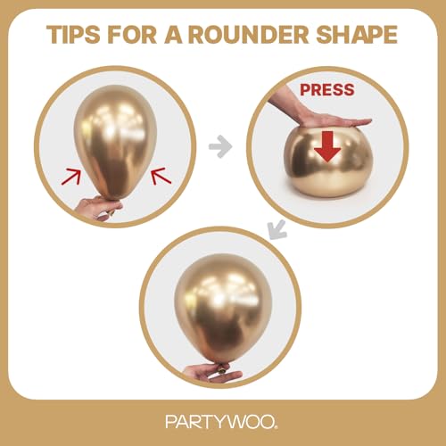 Image of PartyWoo Metallic Gold Balloons 101pcs 12 Inch Chrome Gold Latex Helium Balloons for Wedding Christmas Birthday Graduation Baby Shower Retirement Bachelorette Tea Party Decorations Gold-G127