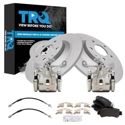 Image of TRQ Rear Brake Pad & Rotor Kit Semi-Metallic Premium G-Coated Compatible with 2013-2015 Mazda CX-5