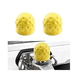 FALVFUN 2PCS Trailer Hitch Ball Cover, 2 Inch Heavy-Duty Weather-Resistant Towing Ball Protector Dust Sleeve Cap, Waterproof Auto Towball Protection Cap, Universal for RV Trailer Caravan (Yellow)