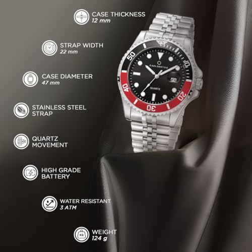 Image of Carlington Meridian Series Analog Men Wrist Watches with Stainless Steel Chain Strap & Date Display | Fashion Watches for Gents | CT - 4030