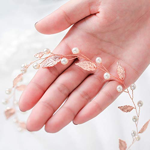 Artio Wedding Hair Vine Accessory Bridal Headpiece for Bride and Bridesmaids (Rose gold)