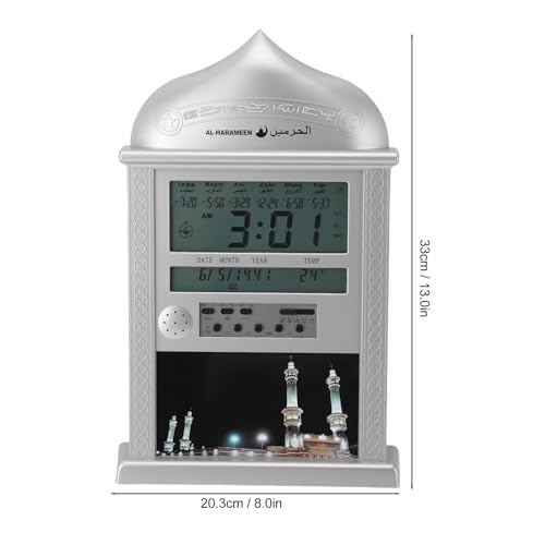 Horloge Azan argentée avec chiffres lisibles pour mur de mosquée - 3