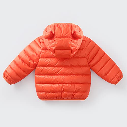 Mousmile Newborn Toddler Baby Boys Girls Puffer Jacket Winter Warm Cotton Padded Jacket Bear Ears Hooded Coat (6-9 Months, Orange) #TOP2