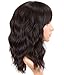 Natural Looking Short Wavy Wigs With Bangs For Black Women Black Mixed Brown Color Short Wavy Bob Curly Wig Synthetic Heat Resistant Fiber Hair For Black Women (Black Mix Brown 1) …