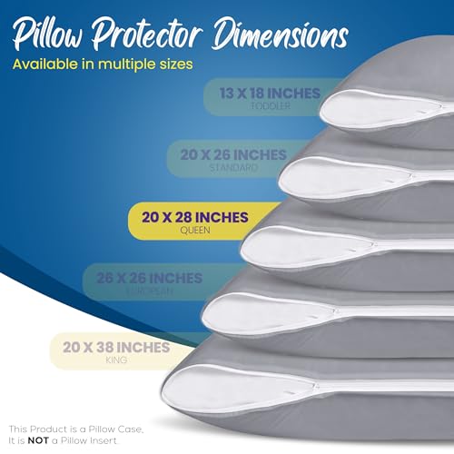Image of Utopia Bedding Premium 100% Waterproof Pillow Protectors with Zipper Queen Size (Set of 4), Bed Bug and Dust Mite Proof Zippered Pillow Covers, Pillow Encasement Cases, Gray