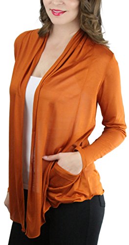 Image of ToBeInStyle Womens Open Front Long Sleeve Lightweight Asymmetrical Draped Cardigan with Side Pockets