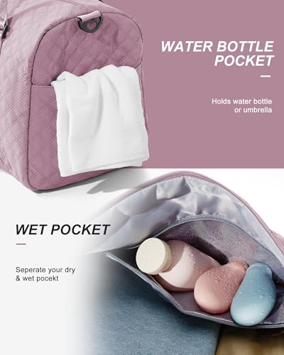 Image of Gym Duffle Bag for Women with Shoe Compartment Waterproof Travel Tote Bags Personal Item Carry On Weekender Overnight Bags with Toiletry Bag Swimming Yoga Bags Hospital Holdalls Purple