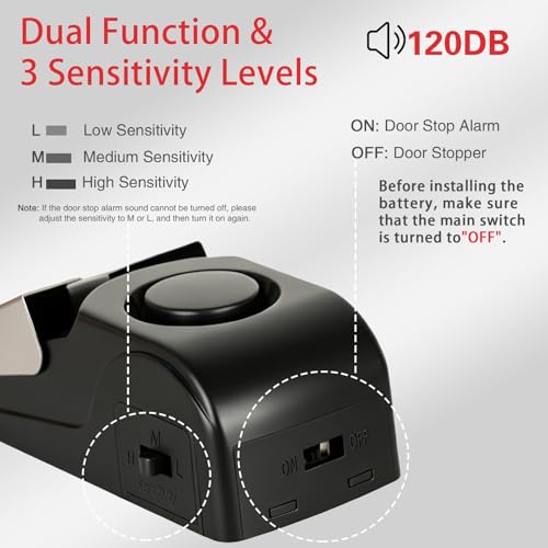 Portable Door Lock & Door Stop Alarm Set, Dual Protection Home Security Door Kit, Travel Hotel Lock Devices Pocket Self Defensey Tools for Traveling Hotel Home Apartment,Red - Image 4