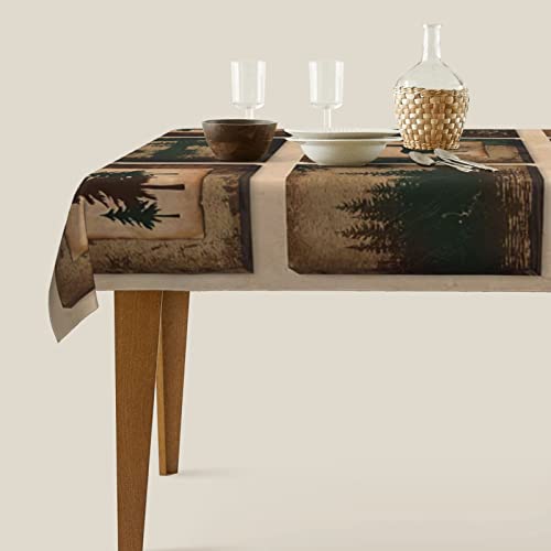 Opmlisir Rustic Country Rectangle Tablecloth,Country Style Farmhouse Lodge Bear Moose Deer Long Table Cloth Washable Table Cover For Kitchen Dining,Birthday Party,Holiday,Christmas,Buffet 54"X 72" #TOP6
