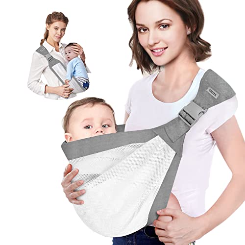 Image of Baby Carrier,Adjustable Babies Holder Carrier,Baby Half Wrap Hip Carrier,One Shoulder Save Energy,Lightweight Breathable Mesh Natural Cotton Fabric,Suitable for Newborns Weighing 45 lbs